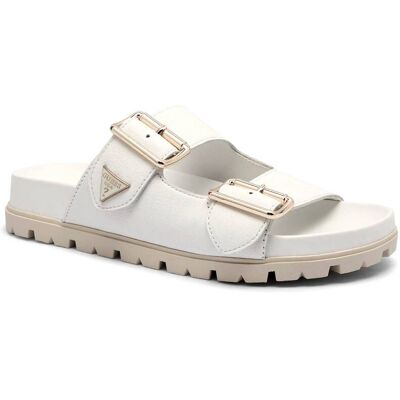 Guess Skórzane klapki FASTEN biały 41 Guess Skórzane klapki FASTEN biały 41
