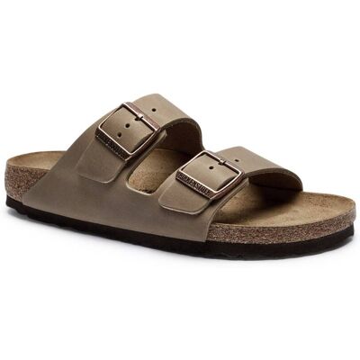 Birkenstock Skórzane klapki Arizona narrow fit brązowy 39 Birkenstock Skórzane klapki Arizona narrow fit brązowy 39