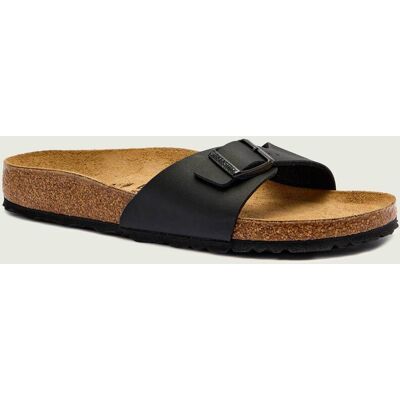 Birkenstock Klapki Madrid z dodatkiem skóry narrow fit czarny 42 Birkenstock Klapki Madrid z dodatkiem skóry narrow fit czarny 42