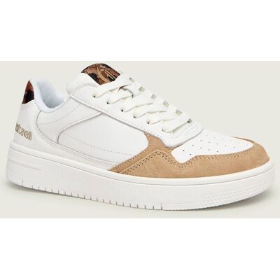Just Cavalli Skórzane sneakersy FONDO AZULA DIS.05 zamsz biały 38 Just Cavalli Skórzane sneakersy FONDO AZULA DIS.05 zamsz biały 38