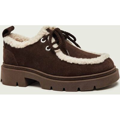 INUIKII Ocieplane półbuty Mocabee Curly shearling zamsz z dodatkiem wełny brązowy 40 INUIKII Ocieplane półbuty Mocabee Curly shearling zamsz z dodatkiem wełny brązowy 40