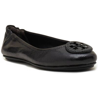 TORY BURCH Skórzane baleriny MINNIE TRAVEL BALLET PAVE czarny 36 TORY BURCH Skórzane baleriny MINNIE TRAVEL BALLET PAVE czarny 36