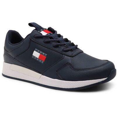 Tommy Jeans Skórzane sneakersy FLEXI RUNNER granatowy 44 Tommy Jeans Skórzane sneakersy FLEXI RUNNER granatowy 44