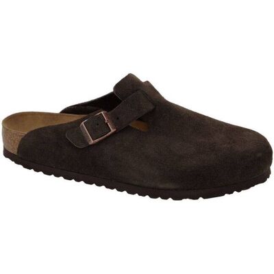 Birkenstock Skórzane klapki BOSTON BS brązowy 44 Birkenstock Skórzane klapki BOSTON BS brązowy 44