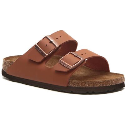 Birkenstock Klapki Arizona z dodatkiem skóry narrow fit brązowy 38 Birkenstock Klapki Arizona z dodatkiem skóry narrow fit brązowy 38