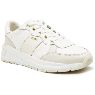 Boss BLACK Skórzane sneakersy Skylar_Runn_slt ecru 36 Boss BLACK Skórzane sneakersy Skylar_Runn_slt ecru 36