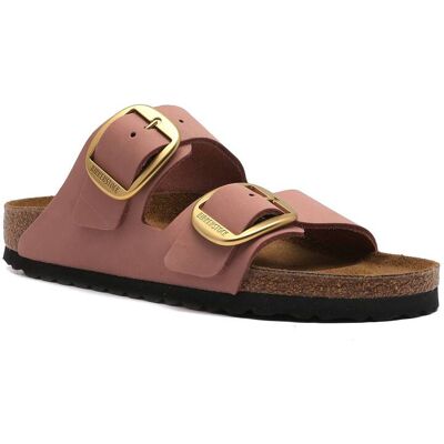 Birkenstock Skórzane klapki Arizona Big Buckle LENB narrow fit różowy 37 Birkenstock Skórzane klapki Arizona Big Buckle LENB narrow fit różowy 37