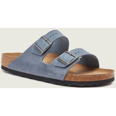 Birkenstock Skórzane klapki Arizona regular fit niebieski 42 Birkenstock Skórzane klapki Arizona regular fit niebieski 42