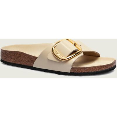 Birkenstock Skórzane klapki Madrid Big Buckle narrow fit ecru 39 Birkenstock Skórzane klapki Madrid Big Buckle narrow fit ecru 39