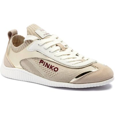 Pinko Sneakersy REBY 03 z dodatkiem skóry beżowy 36 Pinko Sneakersy REBY 03 z dodatkiem skóry beżowy 36