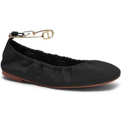 TWINSET Baleriny z dodatkiem skóry czarny 36 TWINSET Baleriny z dodatkiem skóry czarny 36