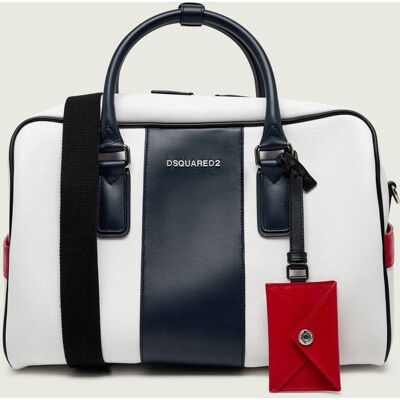 Dsquared2 Skórzana torba podróżna Duffle biały OS Dsquared2 Skórzana torba podróżna Duffle biały OS