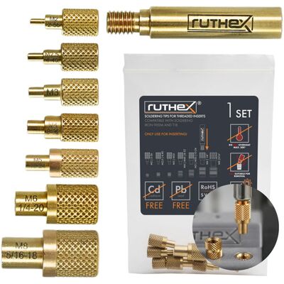 Ruthex Soldering Tips For Thread Inserts – M2 / M2.5 / M3 / M4 / M5 / M6 / M8 Ruthex Soldering Tips For Thread Inserts – M2 / M2.5 / M3 / M4 / M5 / M6 / M8