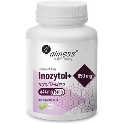 ALINESS Inozytol myo/D-chiro, 650mg + B6 - suplement diety - 100 kapsułek ALINESS Inozytol myo/D-chiro, 650mg + B6 - suplement diety - 100 kapsułek