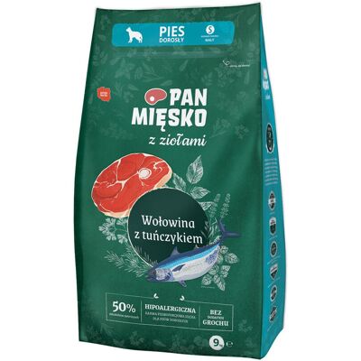 PAN MIESKO PAN MĘSKO z Ziołami Wołowina z tuńczykiem S - sucha karma dla psa - 9kg PAN MIESKO PAN MĘSKO z Ziołami Wołowina z tuńczykiem S - sucha karma dla psa - 9kg