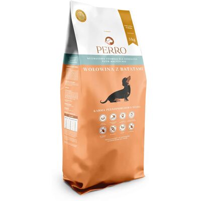 PERRO Wołowina z batatami Psy małych ras - sucha karma dla psa - 3kg PERRO Wołowina z batatami Psy małych ras - sucha karma dla psa - 3kg
