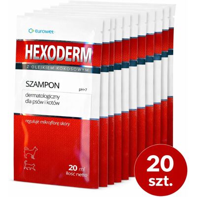 EUROWET Hexoderm - szampon dla psa i kota - 20x20ml EUROWET Hexoderm - szampon dla psa i kota - 20x20ml
