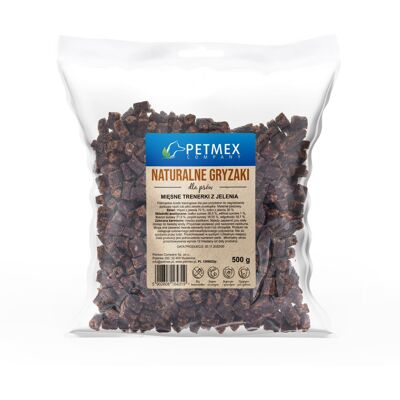 PETMEX Mono Trenerki mięsne z jelenia - przysmak dla psa - 500g PETMEX Mono Trenerki mięsne z jelenia - przysmak dla psa - 500g