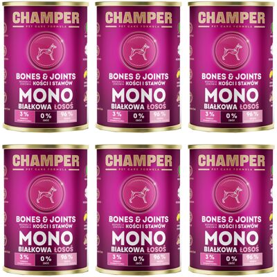 CHAMPER Bones & Joints Mono Łosoś - mokra karma dla psa - 6x400g CHAMPER Bones & Joints Mono Łosoś - mokra karma dla psa - 6x400g