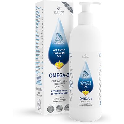 Olej z łososia atlantyckiego Nikos - Omega 3 dla zwierząt - 300ml Olej z łososia atlantyckiego Nikos - Omega 3 dla zwierząt - 300ml
