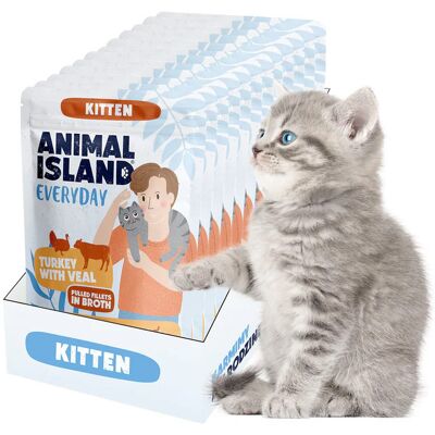 ANIMAL ISLAND Everyday Kitten Indyk z cielęciną w rosole - mokra karma dla kota - 12x85g ANIMAL ISLAND Everyday Kitten Indyk z cielęciną w rosole - mokra karma dla kota - 12x85g