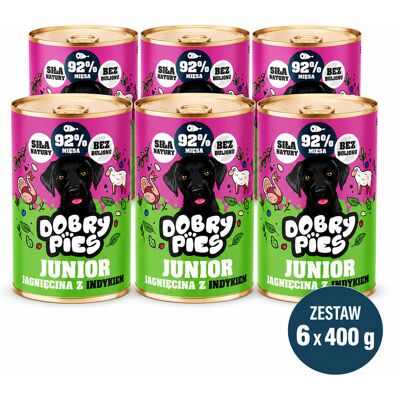DOBRY PIES Junior Jagnięcina z Indykiem – mokra karma dla psa – 6x400g DOBRY PIES Junior Jagnięcina z Indykiem – mokra karma dla psa – 6x400g