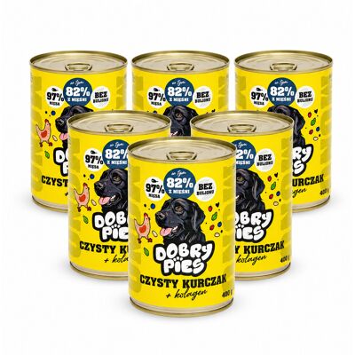 DOBRY PIES Mono Czysty Kurczak+kolagen – mokra karma dla psa – 6x400g DOBRY PIES Mono Czysty Kurczak+kolagen – mokra karma dla psa – 6x400g
