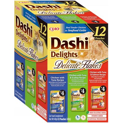 INABA Dashi Delights Delicate flakes Mix z tuńczykiem Box - mokra karma dla kota - 12x40g INABA Dashi Delights Delicate flakes Mix z tuńczykiem Box - mokra karma dla kota - 12x40g