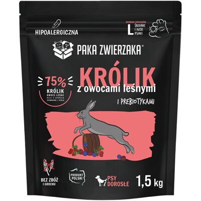 PAKA ZWIERZAKA Mono Królik z owocami leśnymi L - sucha karma dla psa - 1,5kg PAKA ZWIERZAKA Mono Królik z owocami leśnymi L - sucha karma dla psa - 1,5kg