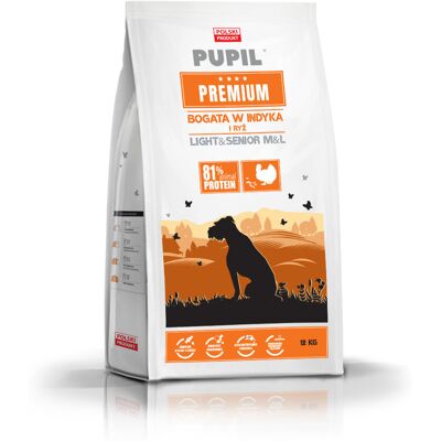 PUPIL Premium Light&Senior; Średnie i duże rasy Bogata w indyka i ryż - sucha karma dla psa - 12kg PUPIL Premium Light&Senior; Średnie i duże rasy Bogata w indyka i ryż - sucha karma dla psa - 12kg