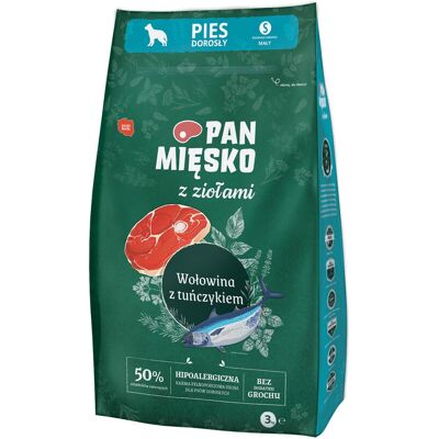 PAN MIESKO PAN MIĘSKO z Ziołami Wołowina z tuńczykiem S - sucha karma dla psa - 3kg PAN MIESKO PAN MIĘSKO z Ziołami Wołowina z tuńczykiem S - sucha karma dla psa - 3kg