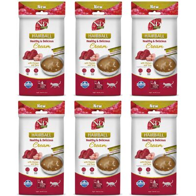 FARMINA N&D; Quinoa Cat Hairball Cream with Chicken & Tuna box – przysmak dla kota – 6x(4x15g) FARMINA N&D; Quinoa Cat Hairball Cream with Chicken & Tuna box – przysmak dla kota – 6x(4x15g)