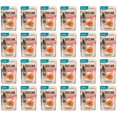 SHELMA Kitten z łososiem w sosie - mokra karma dla kota - 24x85g SHELMA Kitten z łososiem w sosie - mokra karma dla kota - 24x85g