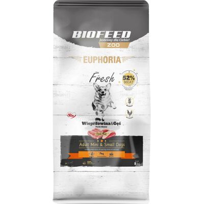 BIOFEED Euphoria Fresh Adult Mini & Small Wieprzowina z gęsią - sucha karma dla psa - 8kg BIOFEED Euphoria Fresh Adult Mini & Small Wieprzowina z gęsią - sucha karma dla psa - 8kg