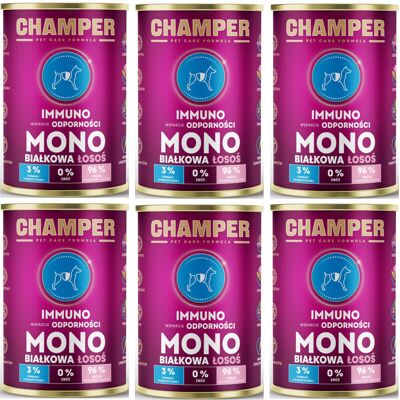 CHAMPER Immuno Mono Łosoś - mokra karma dla psa - 6x400g CHAMPER Immuno Mono Łosoś - mokra karma dla psa - 6x400g