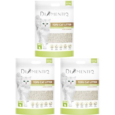DIAMENTIQ Tofu Matcha Ultra clumping - żwirek roślinny - 3x2,5kg DIAMENTIQ Tofu Matcha Ultra clumping - żwirek roślinny - 3x2,5kg