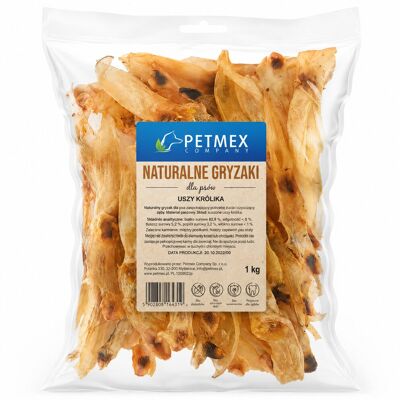 PETMEX Uszy królika Mono - przysmak dla psa - 1kg PETMEX Uszy królika Mono - przysmak dla psa - 1kg