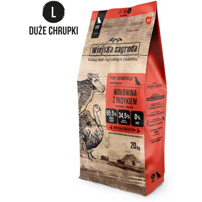 WIEJSKA ZAGRODA Wołowina z indykiem L - sucha karma dla psa - 20kg WIEJSKA ZAGRODA Wołowina z indykiem L - sucha karma dla psa - 20kg