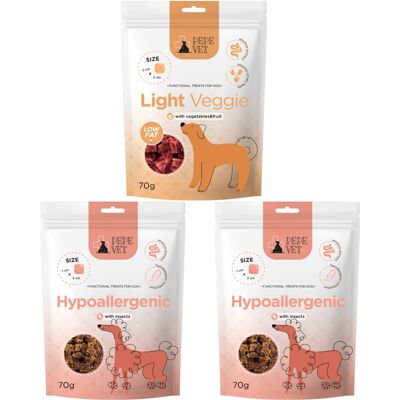 PAKA ZWIERZAKA PEPE Vet MIX SMAKÓW - przysmak dla psa - 3x70g PAKA ZWIERZAKA PEPE Vet MIX SMAKÓW - przysmak dla psa - 3x70g