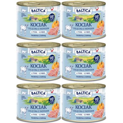 BALTICA Smaki regionów Kocięta Cielęcina z indykiem - mokra karma dla kota - 6x185g BALTICA Smaki regionów Kocięta Cielęcina z indykiem - mokra karma dla kota - 6x185g