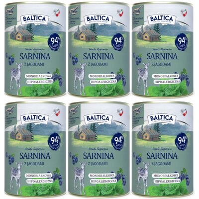 BALTICA Smaki regionów Mono Sarnina z jagodami - mokra karma dla psa - 6x400g BALTICA Smaki regionów Mono Sarnina z jagodami - mokra karma dla psa - 6x400g