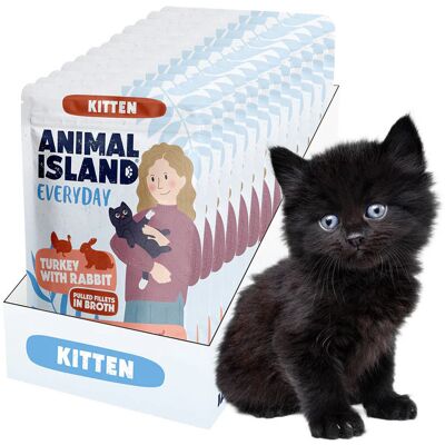 ANIMAL ISLAND Everyday Kitten Indyk z królikiem w rosole - mokra karma dla kota - 12x85g ANIMAL ISLAND Everyday Kitten Indyk z królikiem w rosole - mokra karma dla kota - 12x85g