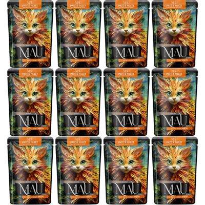 Dolina Noteci MAU Pasztet i Filet Junior Kaczka z mango i dziką różą - mokra karma dla kota - 12x85g Dolina Noteci MAU Pasztet i Filet Junior Kaczka z mango i dziką różą - mokra karma dla kota - 12x85g