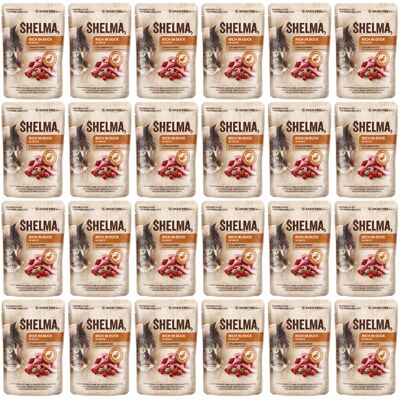 SHELMA Bogata w kaczkę w sosie - mokra karma dla kota - 24x85g SHELMA Bogata w kaczkę w sosie - mokra karma dla kota - 24x85g
