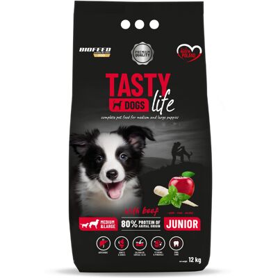 BIOFEED Tasty Dogs Life Junior Medium & Large With Beef - sucha karma dla psa -12kg BIOFEED Tasty Dogs Life Junior Medium & Large With Beef - sucha karma dla psa -12kg