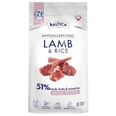 BALTICA Nutraceutic Hypoallergenic Średnie rasy Mono Jagnięcina z ryżem - sucha karma dla psa - 3kg BALTICA Nutraceutic Hypoallergenic Średnie rasy Mono Jagnięcina z ryżem - sucha karma dla psa - 3kg