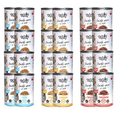 TufTuf TUF TUF kawałki mięsne MIX smaków - mokra karma dla kota - 24x415g TufTuf TUF TUF kawałki mięsne MIX smaków - mokra karma dla kota - 24x415g