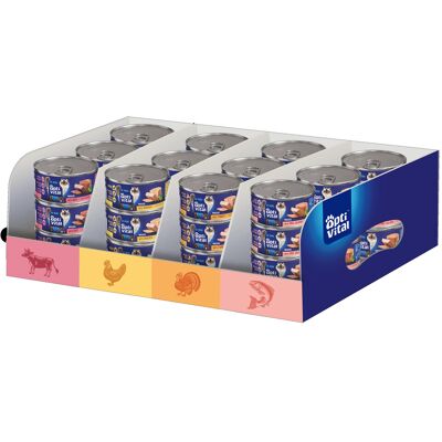 OPTIVITAL Mixcase Wołowina, kurczak, indyk, łosoś Box - mokra karma dla kota - 36x85g OPTIVITAL Mixcase Wołowina, kurczak, indyk, łosoś Box - mokra karma dla kota - 36x85g