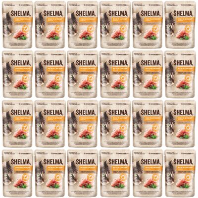 SHELMA Bogata w kurczaka w sosie - mokra karma dla kota - 24x85g SHELMA Bogata w kurczaka w sosie - mokra karma dla kota - 24x85g