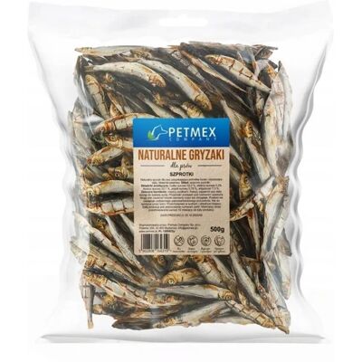 PETMEX Suszone szprotki Mono - przysmak dla psa - 500g PETMEX Suszone szprotki Mono - przysmak dla psa - 500g